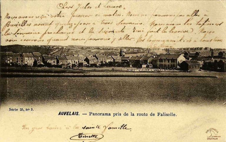 Auvelais : panorama pris de la route de Falisolle