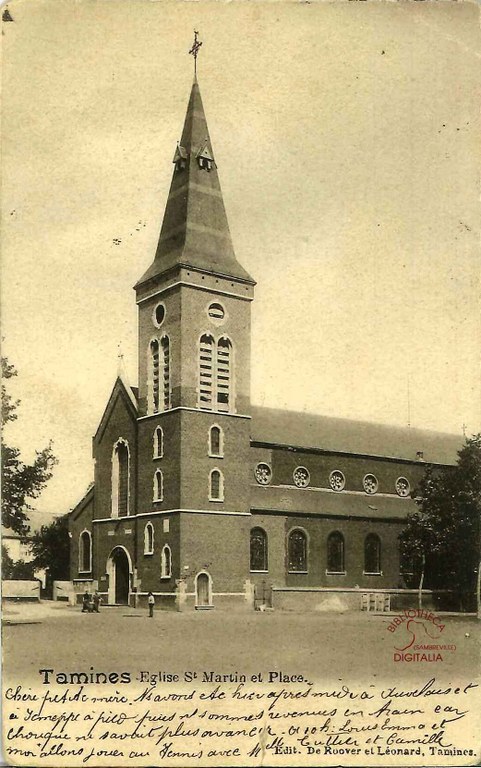 Tamines : Eglise Saint Martin et Place
