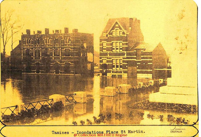 Tamines : inondations Place Saint Martin