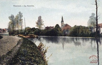 Tamines La Sambre à l'arrière de l'Eglise Saint Martin