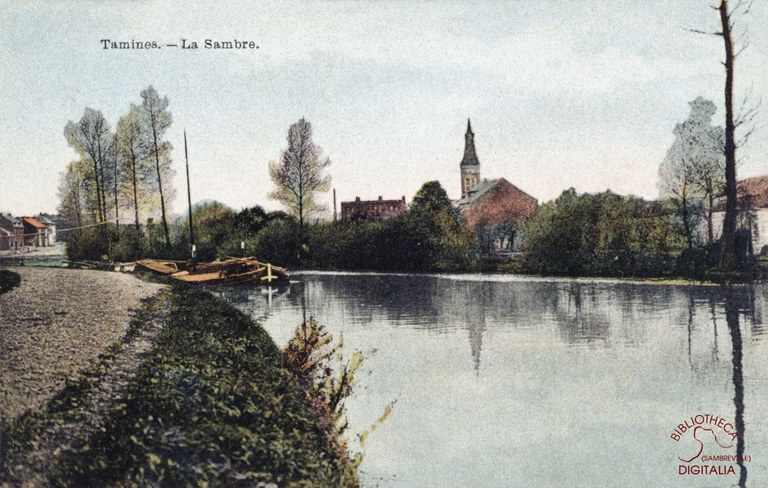 Tamines La Sambre à l'arrière de l'Eglise Saint Martin