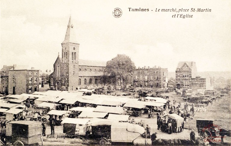 Tamines le Marché, Place Saint Martin et l'Eglise