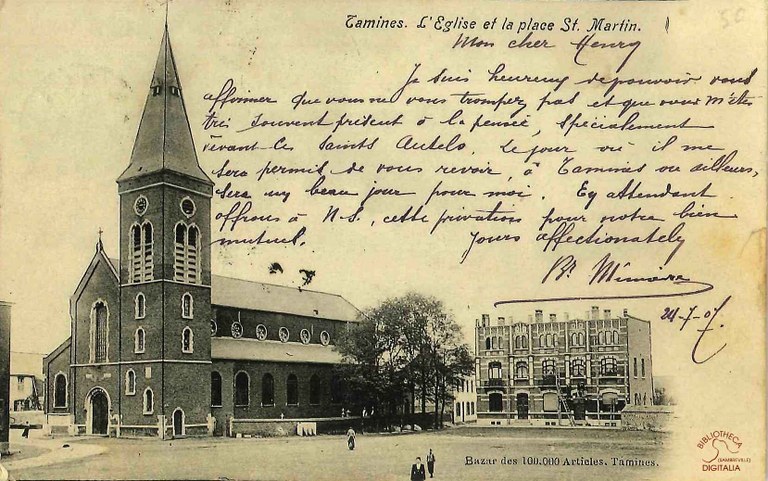 Tamines : l'Eglise et la Place Saint Martin