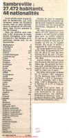 Article  concernant le nombre de nationalités différentes à Sambreville en 1992