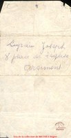 Courrier écrit par Joseph LEGRAIN de Arsimont pour son départ