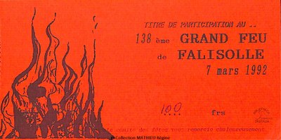 Titre de participation au grand feu de Falisolle