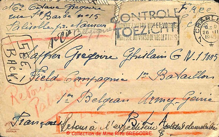 Courrier pour le soldat GREGOIRE Ghislain