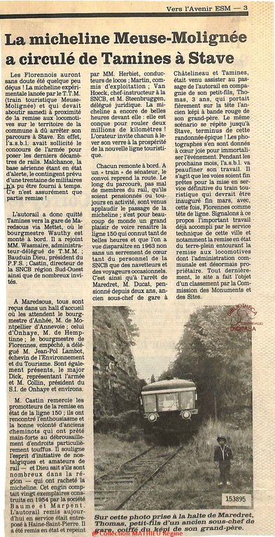 La micheline Meuse-Molignée a circulé de Tamines à Stave