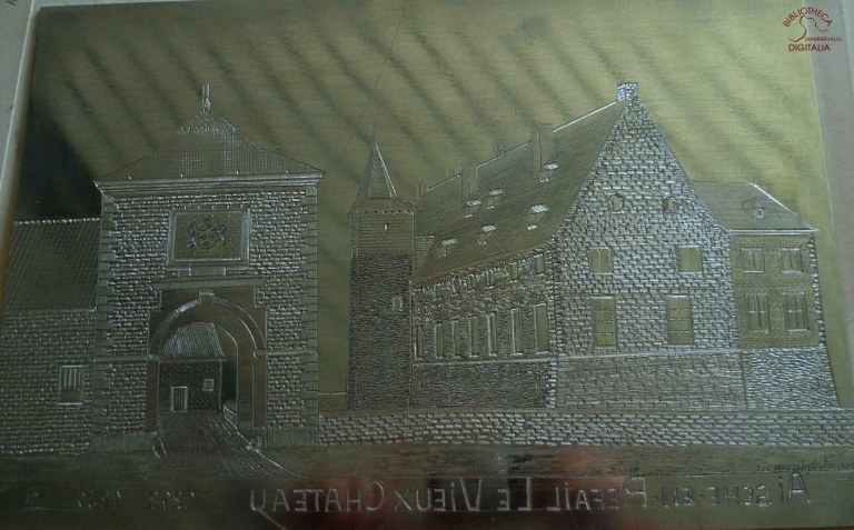 Aische-en-Refail, le vieux château, Plaque pour gravure en bronze