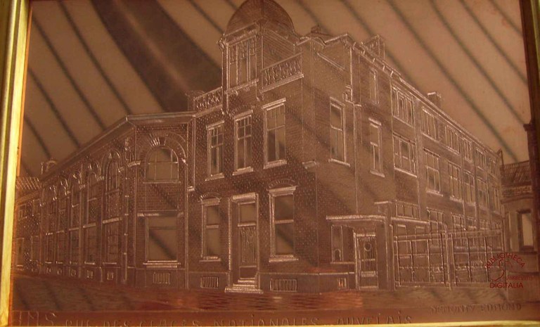 Gravure sur cuivre représentant le bâtiment H.M.S. (Auvelais)