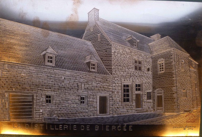 La distillerie de Biercée, gravure sur cuivre