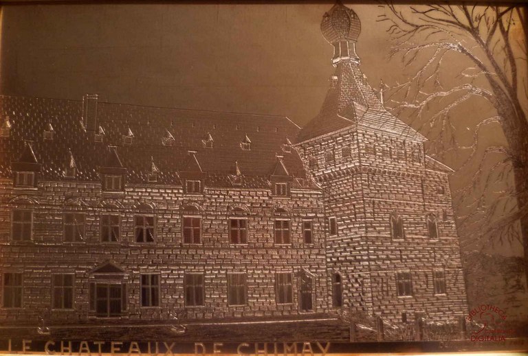 Le château de Chimay, gravure sur cuivre