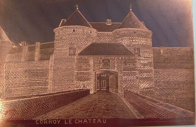 Le château de Corroy, gravure sur cuivre