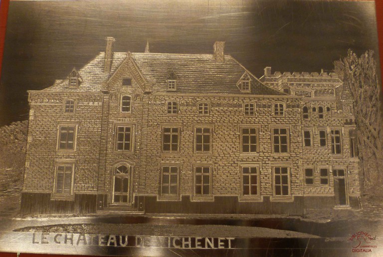 Le château de Vichenet, gravure sur cuivre