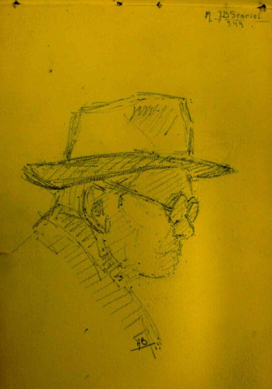 Portrait au crayon de Jean-Baptiste SCORIEL (daté de 1949). Issu d'un collection privée