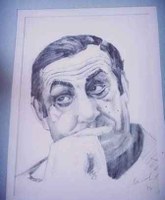 Portrait au crayon de Lino VENTURA par M. Nestor HENNUY