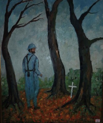 Peinture intitulée "Croix de bois"