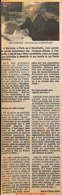 Article de journal sur Willy LAMBILLOTTE