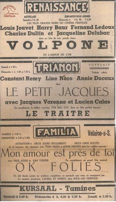 Auvelais : Cinéma Renaissance : Annonce du programme des séances de cinéma