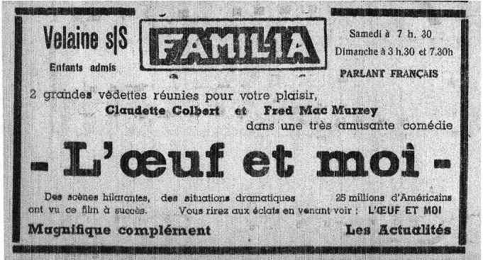 Velaine-sur-Sambre : film programmé au cinéma Familia