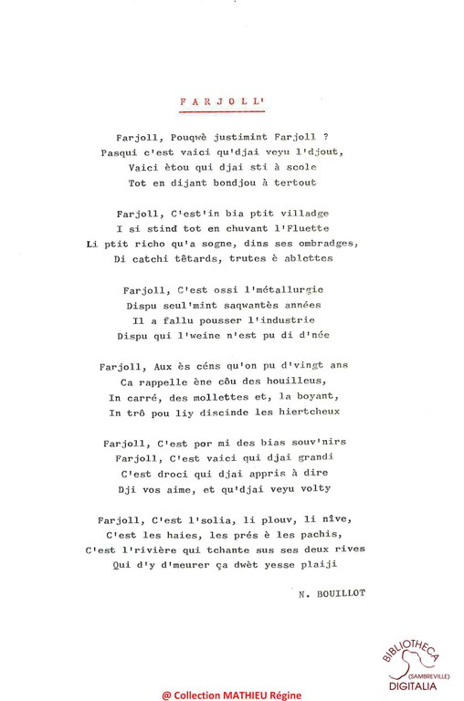 Farjoll'. Texte de N. BOUILLOT
