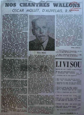 Oscar MOLLET d'Auvelais, Relis Namurwès