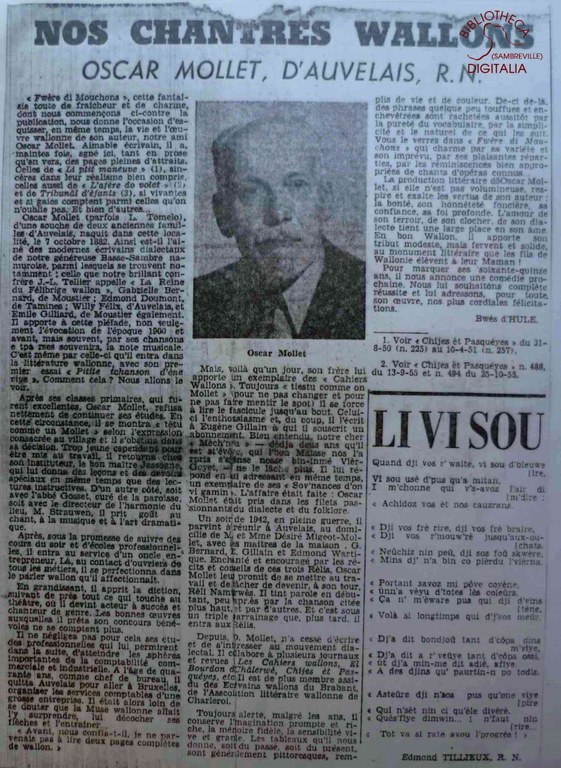 Oscar MOLLET d'Auvelais, Relis Namurwès