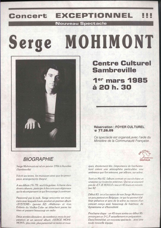 Auvelais : Serge MOHIMONT (musicien, chanteur, compositeur)