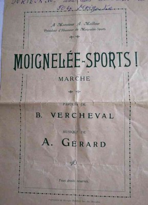 Moignelée : partition pour une marche intitulée : Moignelée-Sports !