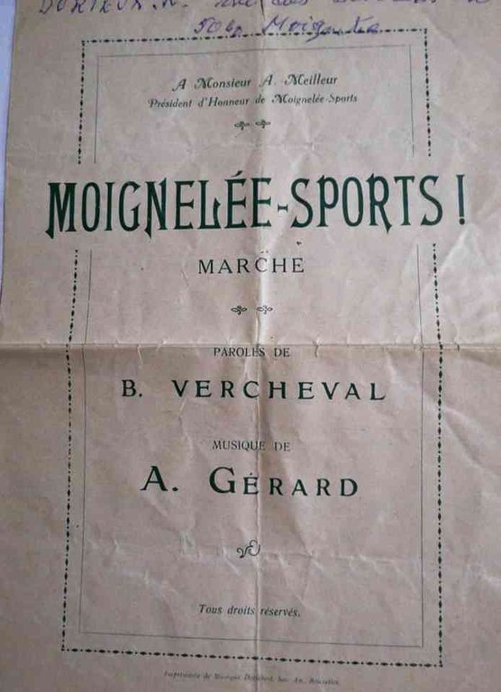 Moignelée : partition pour une marche intitulée : Moignelée-Sports !