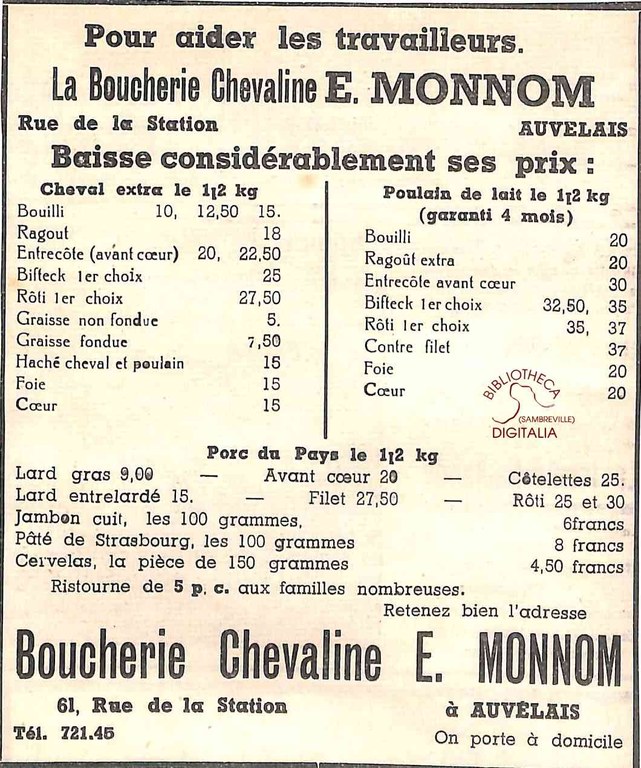 Auvelais Boucherie chevaline E. MONNOM