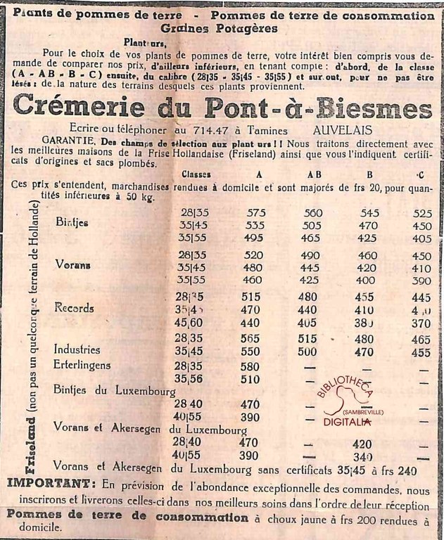 Auvelais : crèmerie du Pont-à-Biesmes
