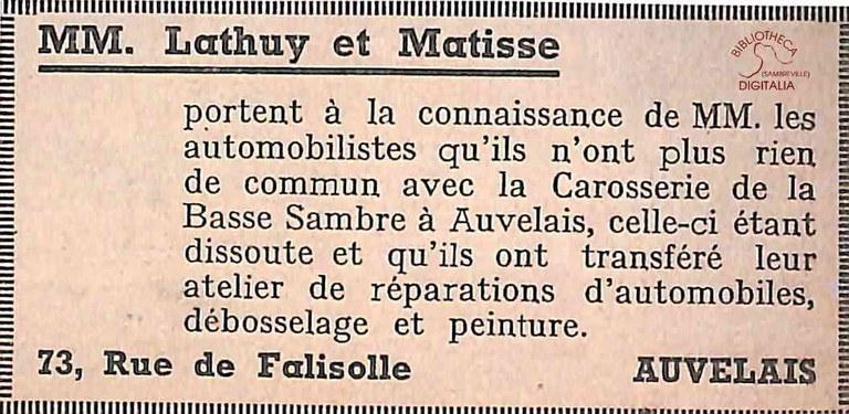 Auvelais : garage LATHUY et MATISSE
