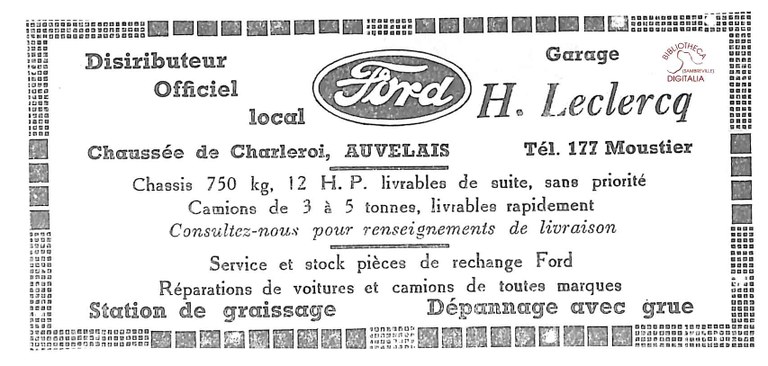 Auvelais : H. LECLERCQ (distributeur officiel)