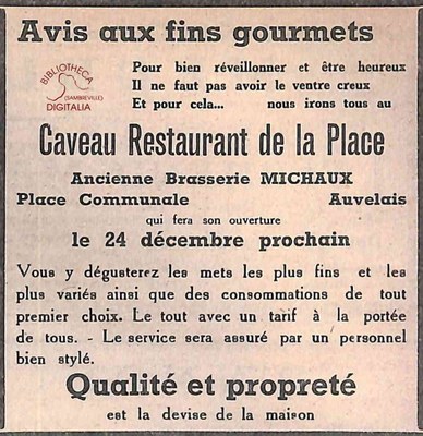 Auvelais : Au Caveau : restaurant de la Place anciennement Brasserie MICHAUX