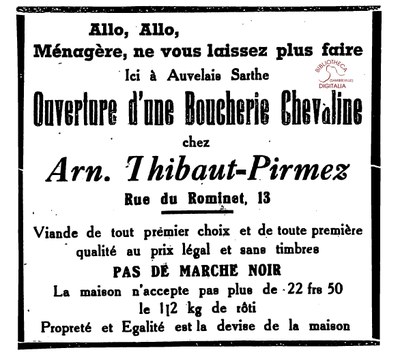 Auvelais : ouverture d'une boucherie chevaline chez Arn. THIBAUT - PIRMEZ