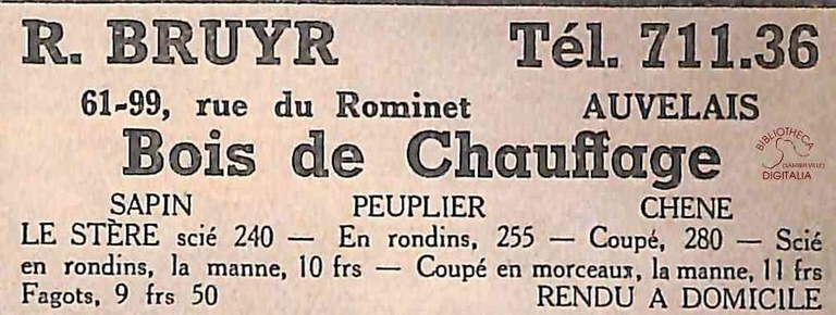Auvelais : R. BRUYR : Bois de chauffage