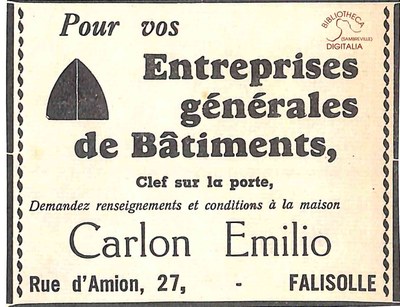 Falisolle : CARLON Emilio "entreprises générales de bâtiments"
