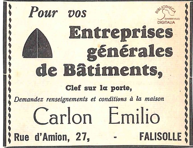 Falisolle : CARLON Emilio "entreprises générales de bâtiments"