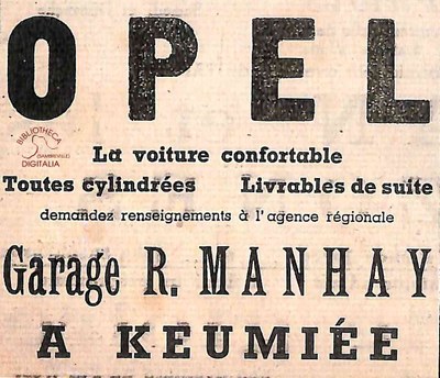 Keumiée : Garage R. MANHAY (Opel)
