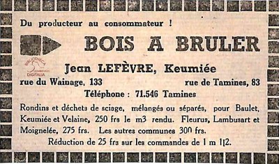 Keumiée : Jean LEFEVRE (bois à brûler)