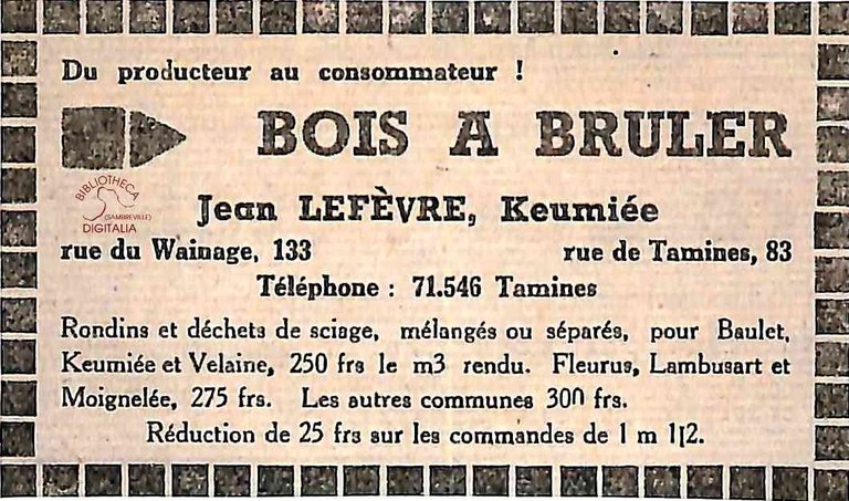 Keumiée : Jean LEFEVRE (bois à brûler)