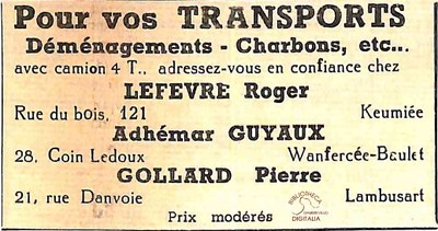 Keumiée : pour vos transports : LEFEVRE Roger