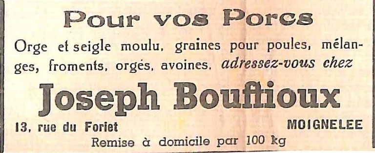 Moignelée : Pour vos porcs : orge et seigle moulu, graines pour poules, mélanges, froments, ...