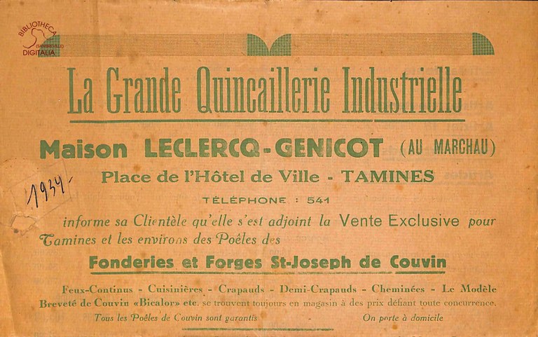 Maison LECLERCQ - GENICOT (Au Marchau) : la Grande Quincaillerie Indistrielle