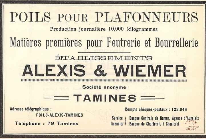 Tamines : chez ALEXIS & WIEMER. Poils pour plafonneurs