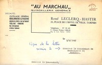 Tamines : Facture de la Quincaillerie générale "Au Marchau"