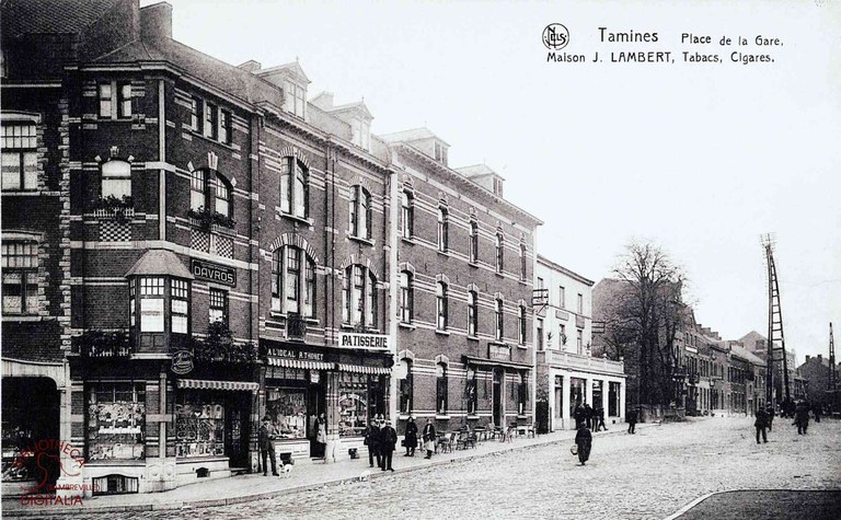 Tamines : Maison LAMBERT et le magasin " A l'idéal" de R. THONET