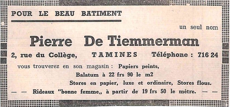 Tamines : Pour le beau bâtiment un seul nom Pierre DE TIEMMERMAN