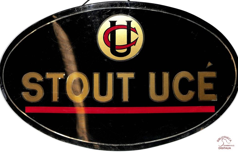 Plaquette publicitaire UCE (UC) ovale, fond noir